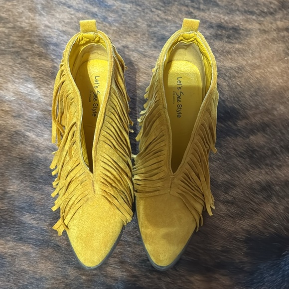 SOLD mustard suede fringe booties - Picture 3 of 4